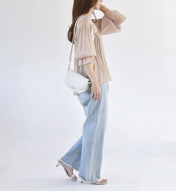 quaranciel「quaranciel:〈手洗い可能〉シアー シャイン サテン ギャザー ブラウス」|シャツ・ブラウス|