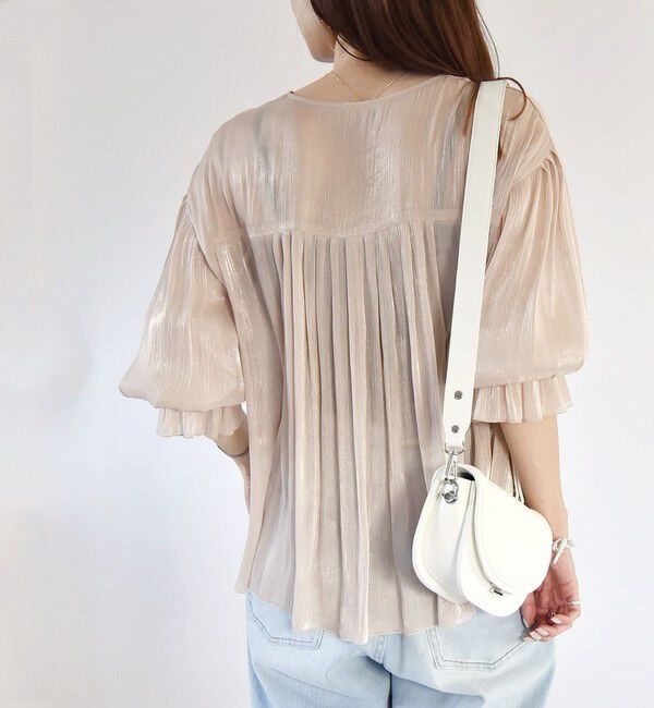quaranciel「quaranciel:〈手洗い可能〉シアー シャイン サテン ギャザー ブラウス」|シャツ・ブラウス|