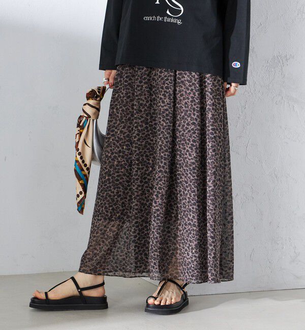 SHIPS for women「〈手洗い可能〉レオパード / 無地 ギャザー スカート」|スカート|