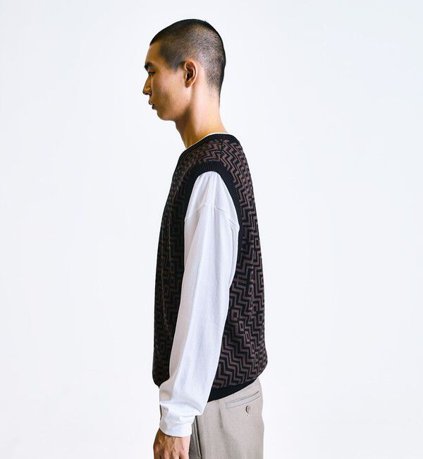 SHIPS「City Ambient Products:〈手洗い可能〉ジオメトリック ジャカード ニット ベスト」|ベスト・ジレ|