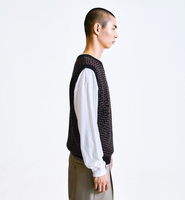 SHIPS「City Ambient Products:〈手洗い可能〉ジオメトリック ジャカード ニット ベスト」|ベスト・ジレ|