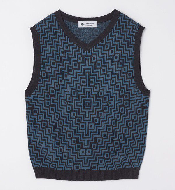 SHIPS「City Ambient Products:〈手洗い可能〉ジオメトリック ジャカード ニット ベスト」|ベスト・ジレ|