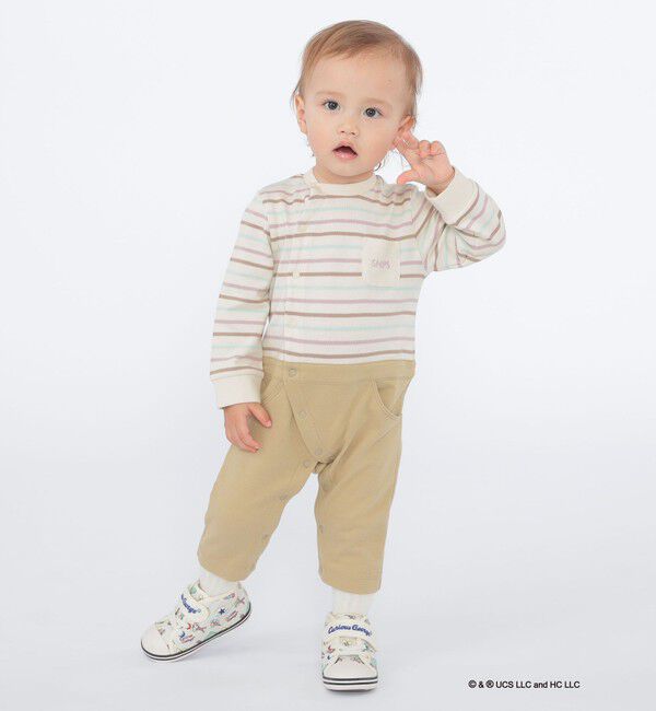 SHIPS KIDS「SHIPS KIDS:70～80cm / オーガニック コットン ボーダー ロンパース」|ロンパース|