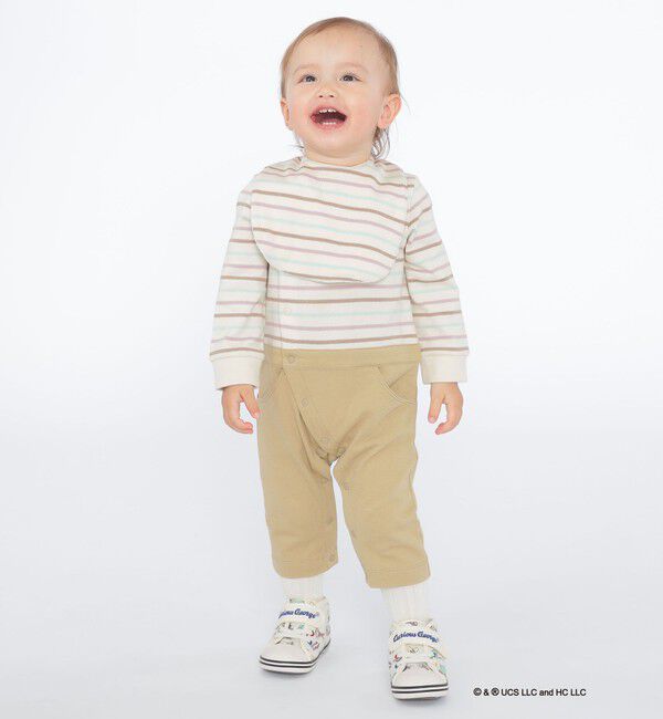 SHIPS KIDS「SHIPS KIDS:70～80cm / オーガニック コットン ボーダー ロンパース」|ロンパース|