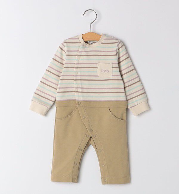 SHIPS KIDS「SHIPS KIDS:70～80cm / オーガニック コットン ボーダー ロンパース」|ロンパース|