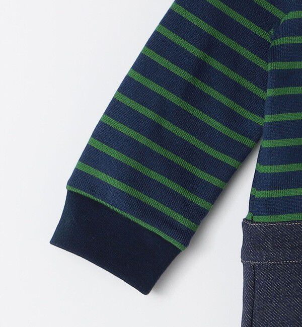 SHIPS KIDS「SHIPS KIDS:70～80cm / オーガニック コットン ボーダー ロンパース」|ロンパース|