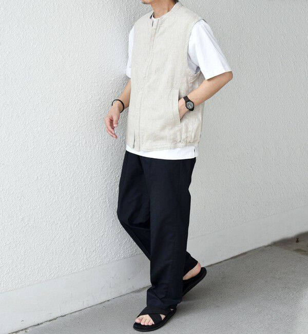 SHIPS any「SHIPS any:〈洗濯機可能〉NOVELTEX リネン ジップ ベスト(セットアップ対応)◇」|ベスト・ジレ|