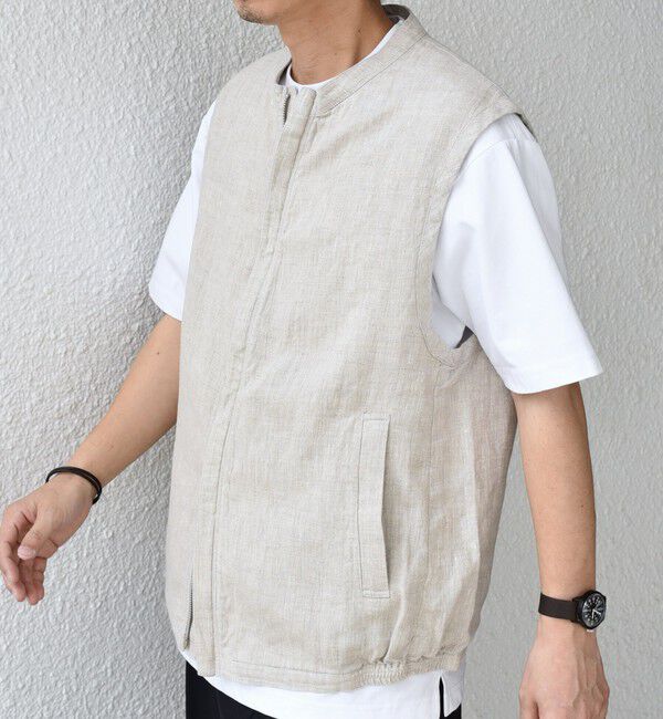 SHIPS any「SHIPS any:〈洗濯機可能〉NOVELTEX リネン ジップ ベスト(セットアップ対応)◇」|ベスト・ジレ|