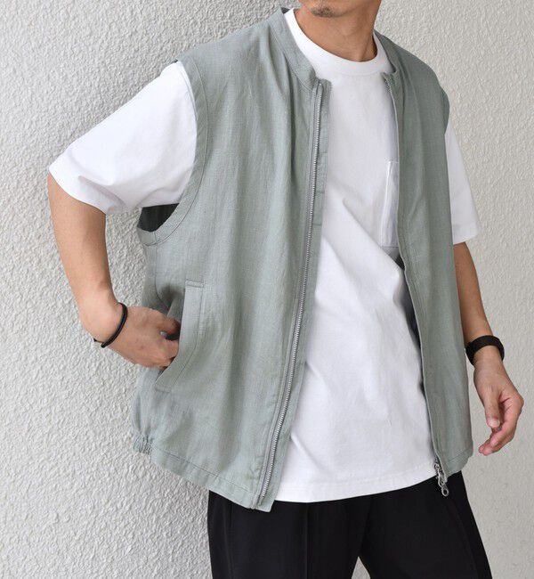 SHIPS any「SHIPS any:〈洗濯機可能〉NOVELTEX リネン ジップ ベスト(セットアップ対応)◇」|ベスト・ジレ|