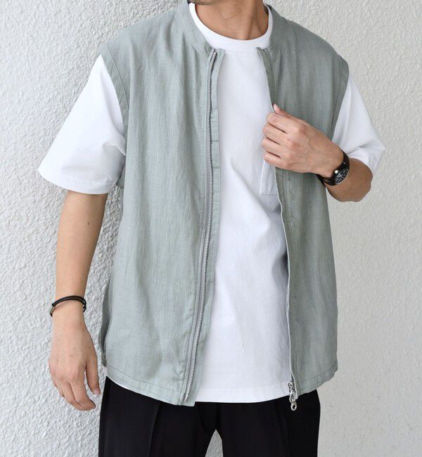 SHIPS any「SHIPS any:〈洗濯機可能〉NOVELTEX リネン ジップ ベスト(セットアップ対応)◇」|ベスト・ジレ|