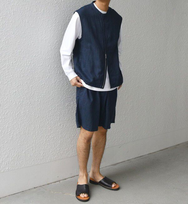 SHIPS any「SHIPS any:〈洗濯機可能〉NOVELTEX リネン ジップ ベスト(セットアップ対応)◇」|ベスト・ジレ|