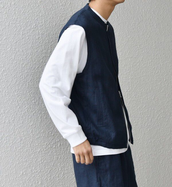 SHIPS any「SHIPS any:〈洗濯機可能〉NOVELTEX リネン ジップ ベスト(セットアップ対応)◇」|ベスト・ジレ|