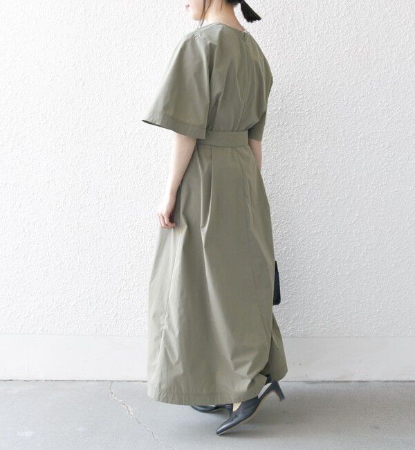 SHIPS any「SHIPS any:〈洗濯機可能〉タイプライター Vネック ポケット ロング ワンピース」|ワンピース|