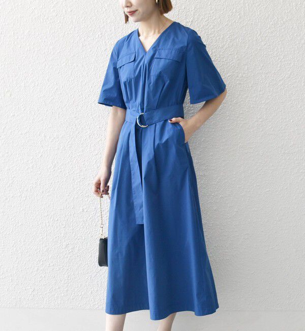 SHIPS any「SHIPS any:〈洗濯機可能〉タイプライター Vネック ポケット ロング ワンピース」|ワンピース|