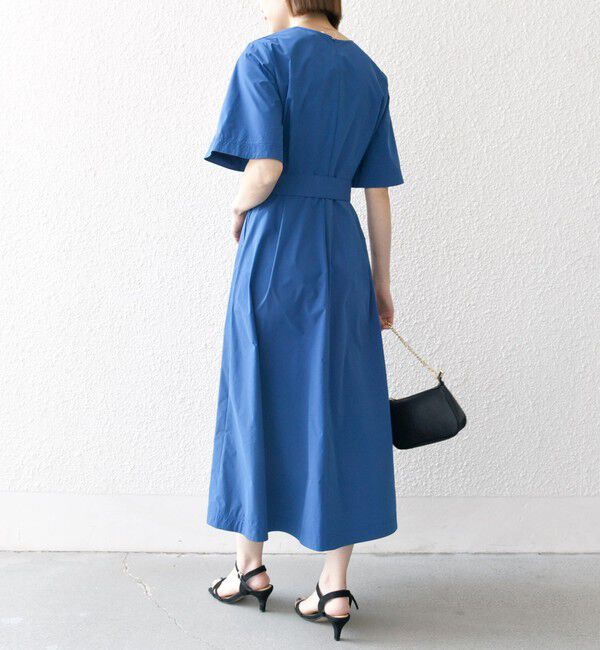 SHIPS any「SHIPS any:〈洗濯機可能〉タイプライター Vネック ポケット ロング ワンピース」|ワンピース|