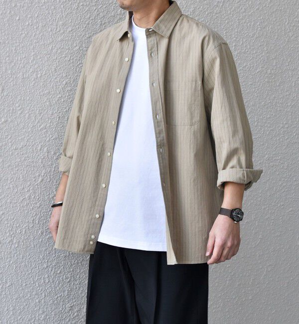 SHIPS any「SHIPS any:〈洗濯機可能〉コットン/リネン ストライプ ７分袖 レギュラー シャツ◇」|シャツ・ブラウス|