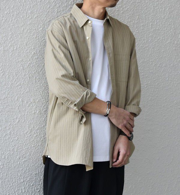 SHIPS any「SHIPS any:〈洗濯機可能〉コットン/リネン ストライプ ７分袖 レギュラー シャツ◇」|シャツ・ブラウス|