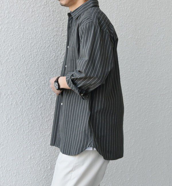 SHIPS any「SHIPS any:〈洗濯機可能〉コットン/リネン ストライプ ７分袖 レギュラー シャツ◇」|シャツ・ブラウス|