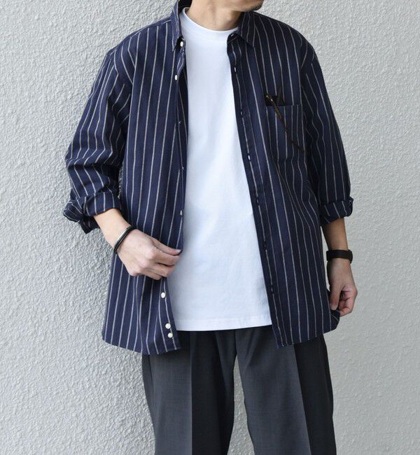 SHIPS any「SHIPS any:〈洗濯機可能〉コットン/リネン ストライプ ７分袖 レギュラー シャツ◇」|シャツ・ブラウス|