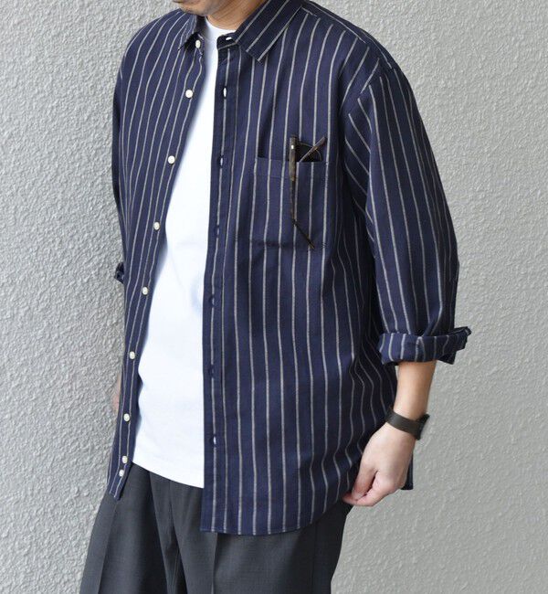 SHIPS any「SHIPS any:〈洗濯機可能〉コットン/リネン ストライプ ７分袖 レギュラー シャツ◇」|シャツ・ブラウス|