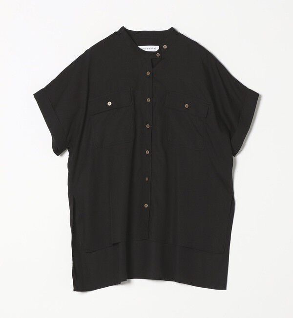 quaranciel「quaranciel:〈手洗い可能〉バンドカラー ハーフスリーブ ポケット ワーク シャツ」|シャツ・ブラウス|