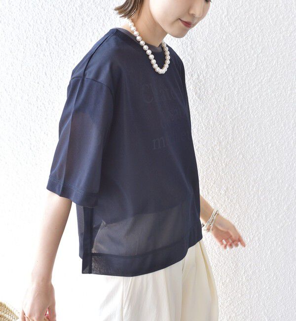 SHIPS for women「〈手洗い可能〉シアー トリコット ショート スリーブ プルオーバー」|Tシャツ・カットソー|