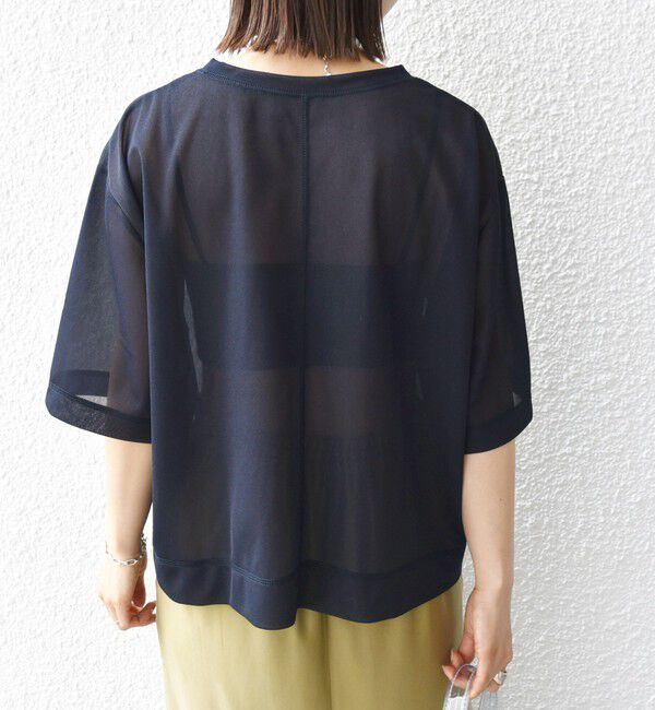 SHIPS for women「〈手洗い可能〉シアー トリコット ショート スリーブ プルオーバー」|Tシャツ・カットソー|