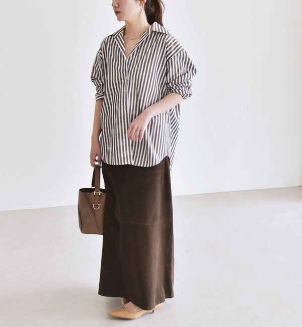 quaranciel「quaranciel:〈洗濯機可能〉REPREVE オープン カラー シャツ」|シャツ・ブラウス|