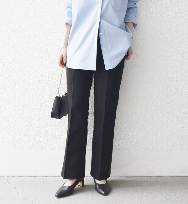 SHIPS any「SHIPS any:〈洗濯機可能〉ダブルクロス セミフレア パンツ［NAVY BLUE］」|その他|ブラック