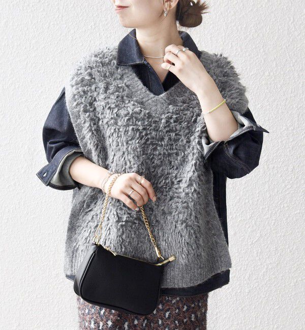 SHIPS any「SHIPS any: ループ ニット Vネック ベスト」|ベスト・ジレ|グレー