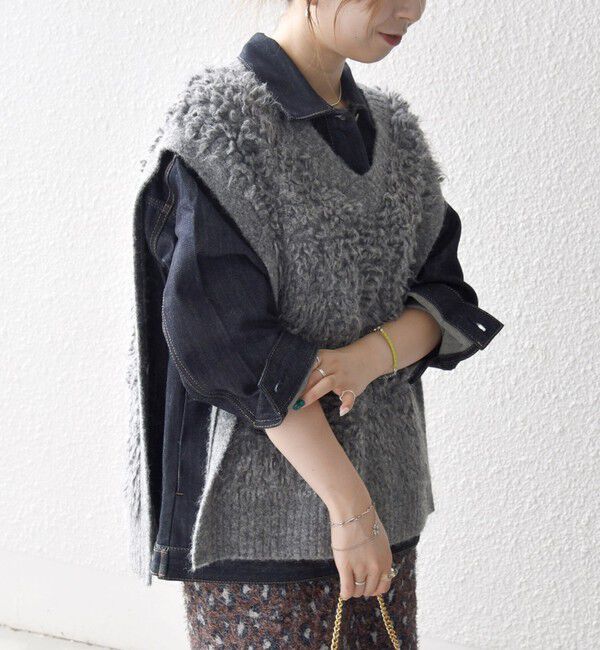 SHIPS any「SHIPS any: ループ ニット Vネック ベスト」|ベスト・ジレ|