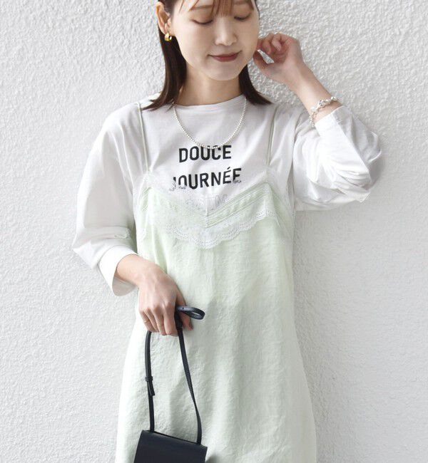 SHIPS for women「〈洗濯機可能〉ダル サテン レース スリット キャミソール」|キャミソール|