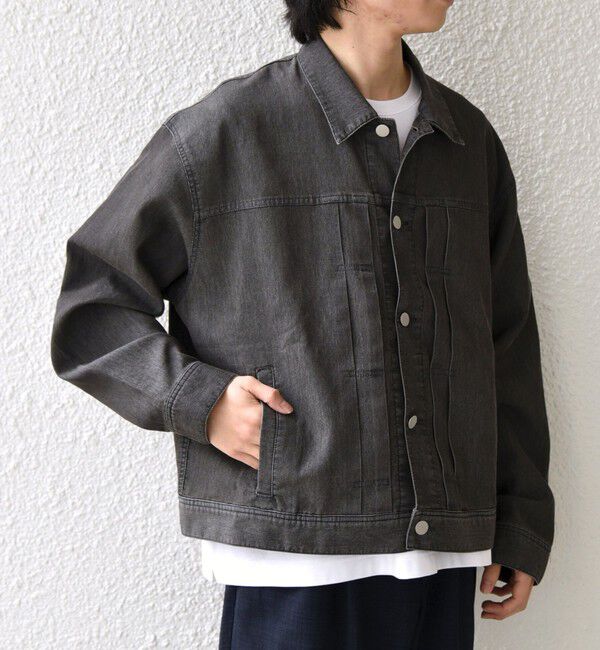 SHIPS any「SHIPS any: ライト メッシュ デニム リラックス ジャケット(セットアップ対応)◆」|ブルゾン・スタジャン|ダークグレー