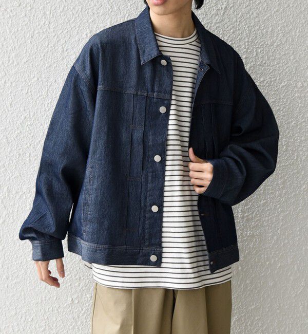SHIPS any「SHIPS any: ライト メッシュ デニム リラックス ジャケット(セットアップ対応)◆」|ブルゾン・スタジャン|