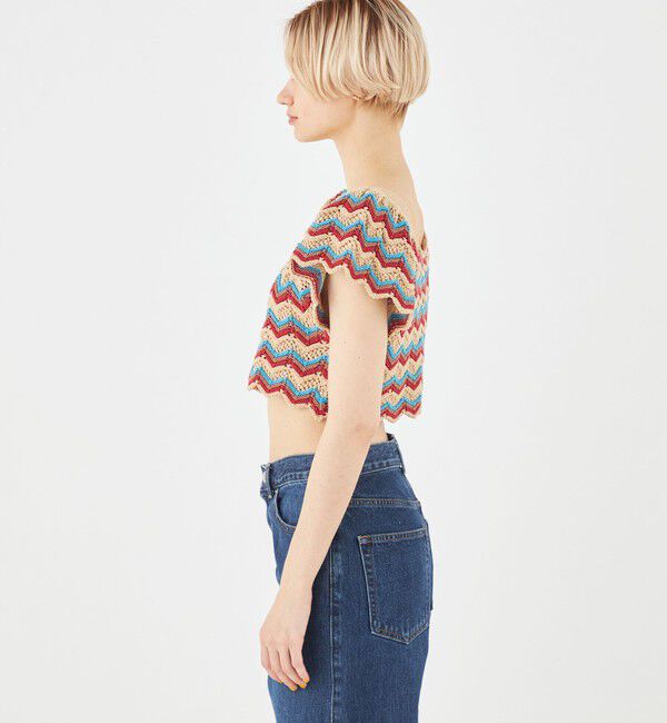 MACPHEE「ツイスティーボーダー クロップドトップス」|ニット・セーター|