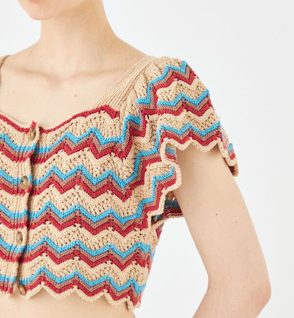 MACPHEE「ツイスティーボーダー クロップドトップス」|ニット・セーター|