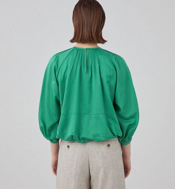 Ballsey「コットンシルクサテン ピンタックパフブラウス」|シャツ・ブラウス|