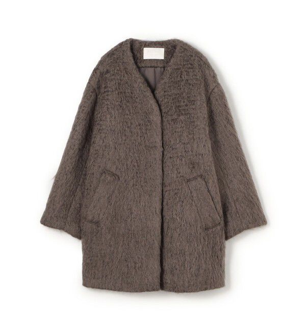 Ballsey「フラッフィーシャギー Vカラーミドルコート」|ノーカラーコート|49 ブラウン