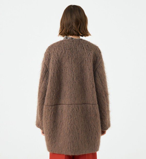 Ballsey「フラッフィーシャギー Vカラーミドルコート」|ノーカラーコート|