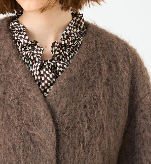 Ballsey「フラッフィーシャギー Vカラーミドルコート」|ノーカラーコート|