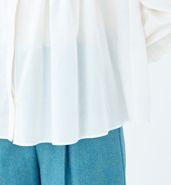 Ballsey「コットンシルクサテン ピンタックフリルブラウス」|シャツ・ブラウス|