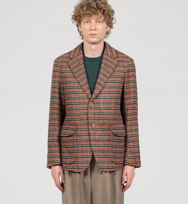 TOMORROWLAND MENS「シルクガンクラブチェック シングルブレステッド2Bジャケット」|テーラードジャケット|