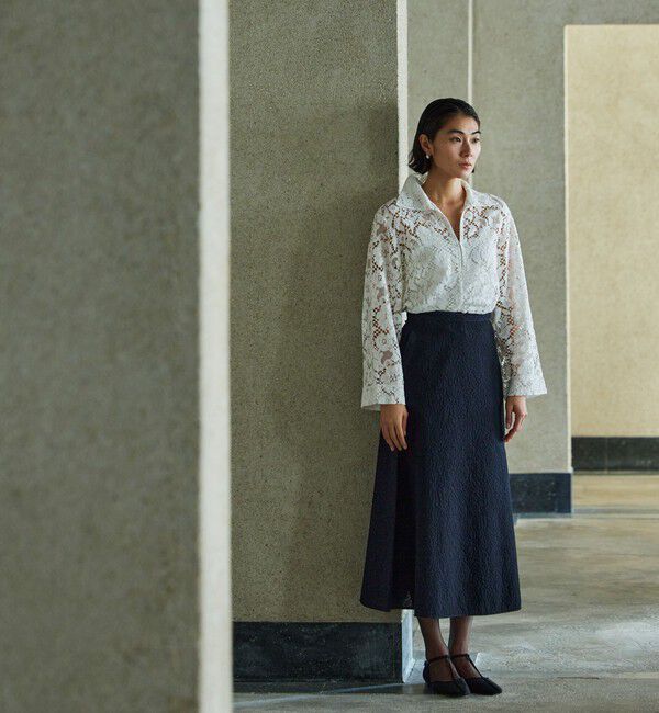 Ballsey「フラワーコードレース スキッパーブラウス」|シャツ・ブラウス|11 ホワイト