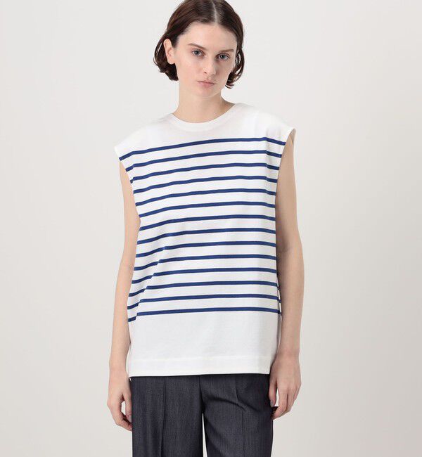 MACPHEE「パネルボーダー ノースリーブプルオーバー」|Tシャツ・カットソー|