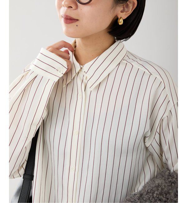 IENA「サテン ストライプ シャツ」|シャツ・ブラウス|ナチュラル