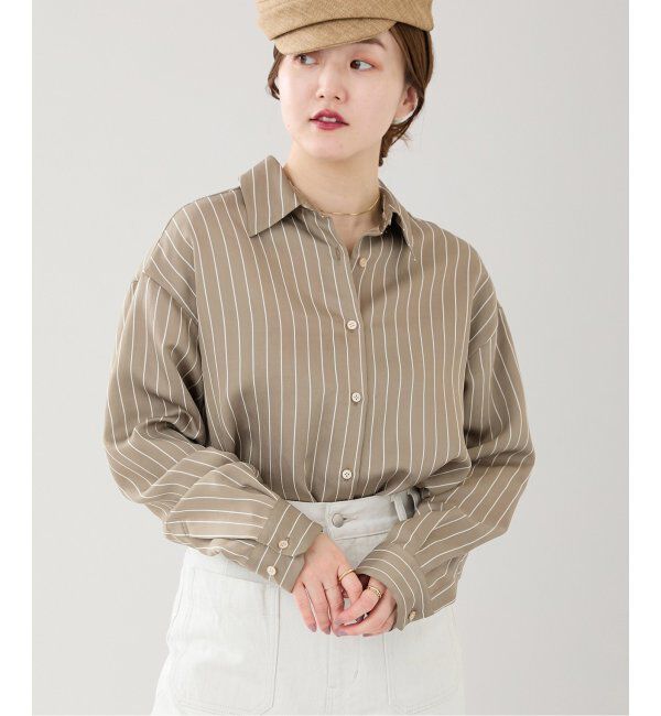 IENA「サテン ストライプ シャツ」|シャツ・ブラウス|