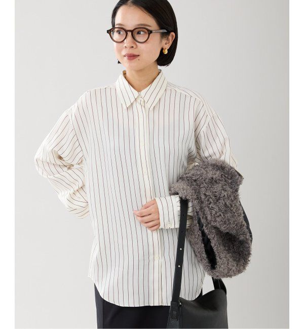 IENA「サテン ストライプ シャツ」|シャツ・ブラウス|