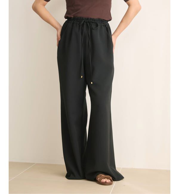 IENA LA BOUCLE「《追加》IENA LA BOUCLE ポリエステルトロイージーパンツ」|その他|ブラック