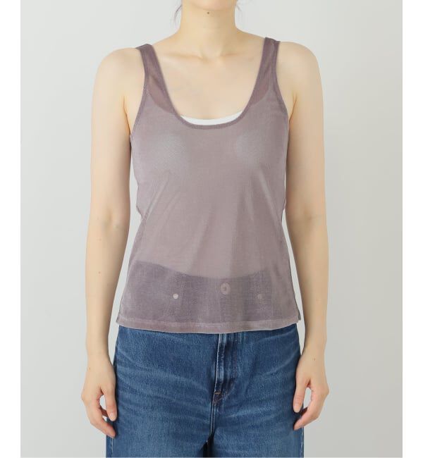 journal standard L'essage「【SIMONE WILD/シモーネ ワイルド】MESH VELVET TANK：タンクトップ」|タンクトップ|ブラウン