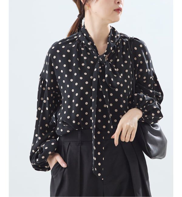 journal standard L'essage「《追加》IPEKERドット&フラワー/シアーボウタイブラウス」|シャツ・ブラウス|ブラック B